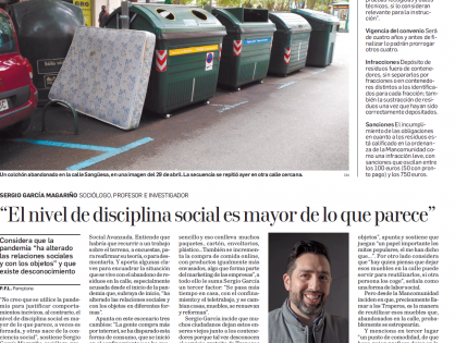 Entrevista para reportaje de Diario de Navarra sobre cambios relacionales, conductuales y tratamiento de las basuras