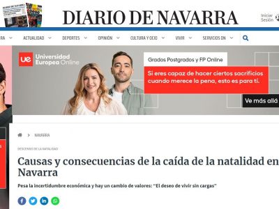 Entrevista para reportaje de Diario de Navarra sobre caída brusca de la natalidad en Navarra