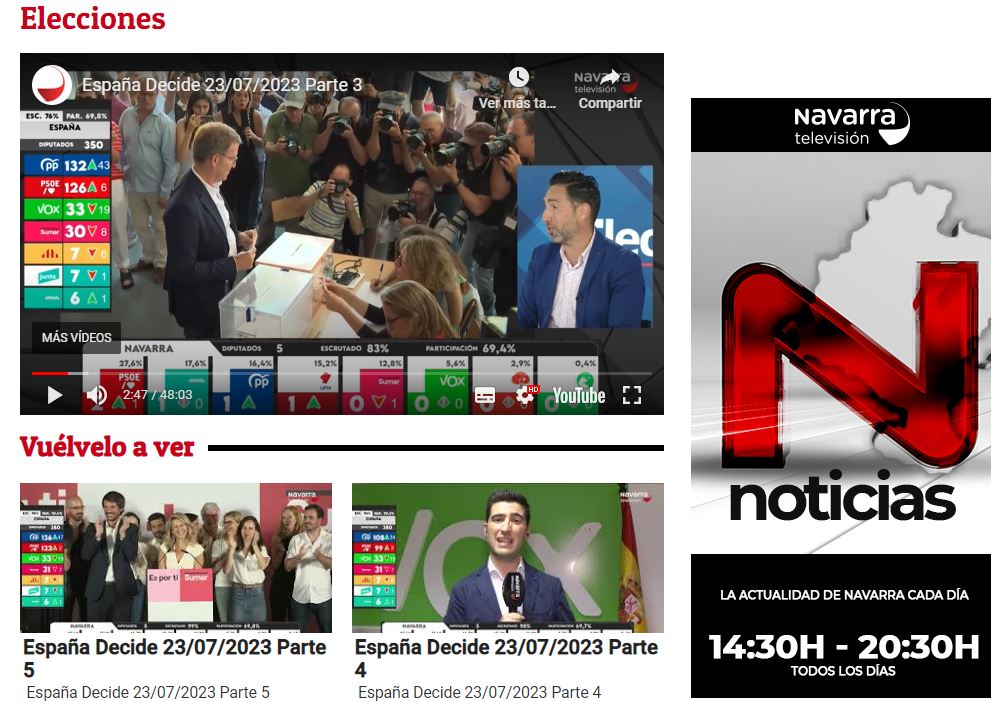 Debate post electoral en Navarra Televisión: elecciones nacionales